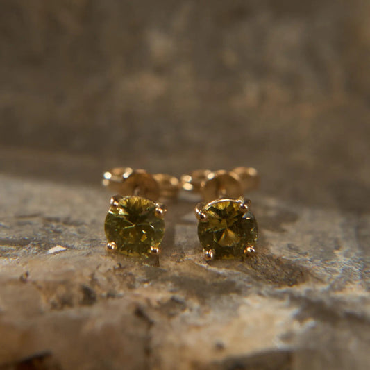 18K gold earrings with round yellow sapphires on stone, Eclat d'or luxury jewelry