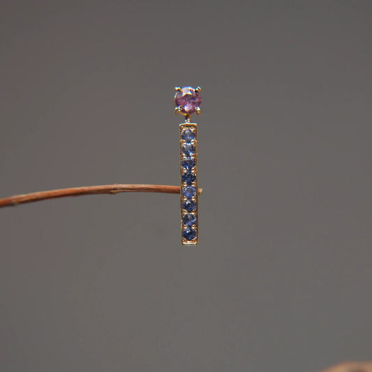 Gold pendant with blue sapphires and a ruby, luxury jewelry by Eclat d'or