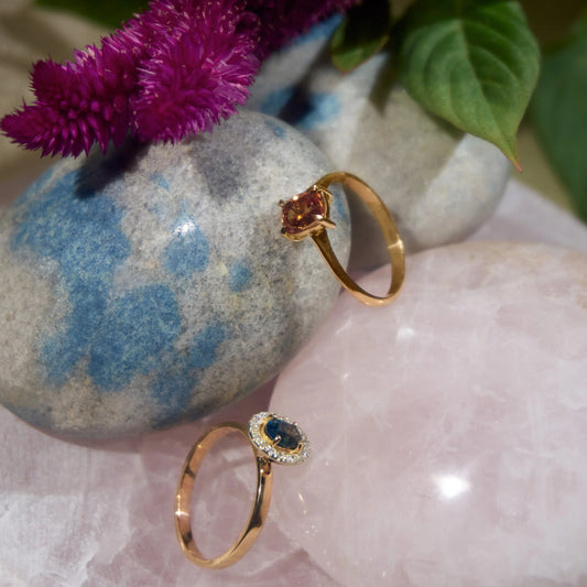 Bague en or 18K – Spessartite et Saphir jaune