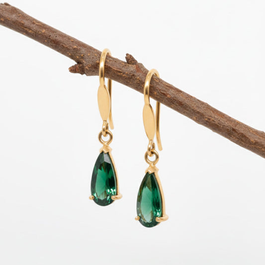 Boucle d’oreille en or avec sa Tourmaline vert Eclat d'or