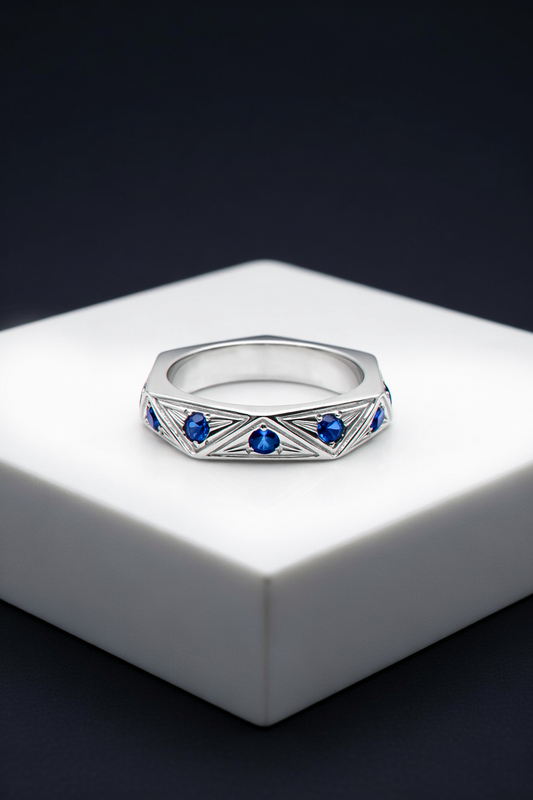 Bague en argent avec saphir