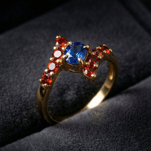 Bague en or avec saphir bleu et spessartite Eclat d'or