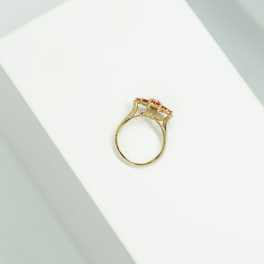 Bague en or avec saphir vert et spessartites Eclat d'or