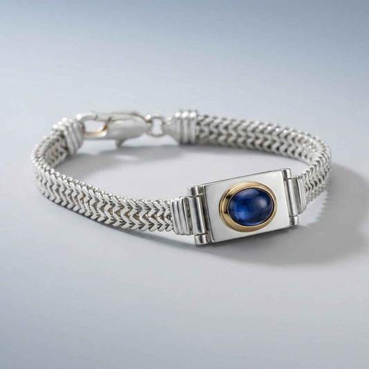 Bracelet Tressé Argent & Éclat Bleu